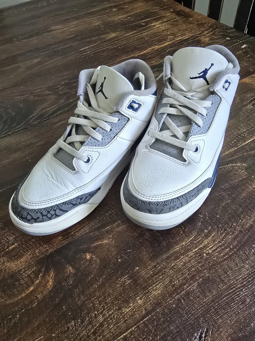 Jordan Kids White Navy Gray Retro Sneakers